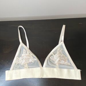 Youmita cream bra with lace appliqués, size small/medium
